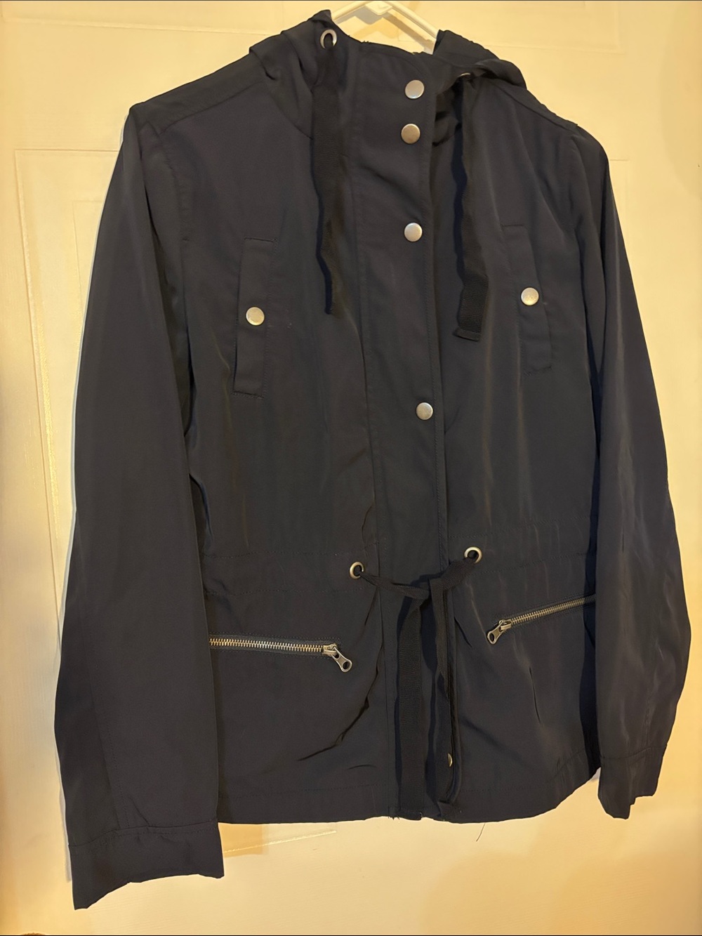 Forever 21 Navy Hooded Utility Jacket with Drawstring